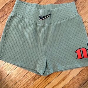 Nike Logo Ribbed Shorts in Sage Green